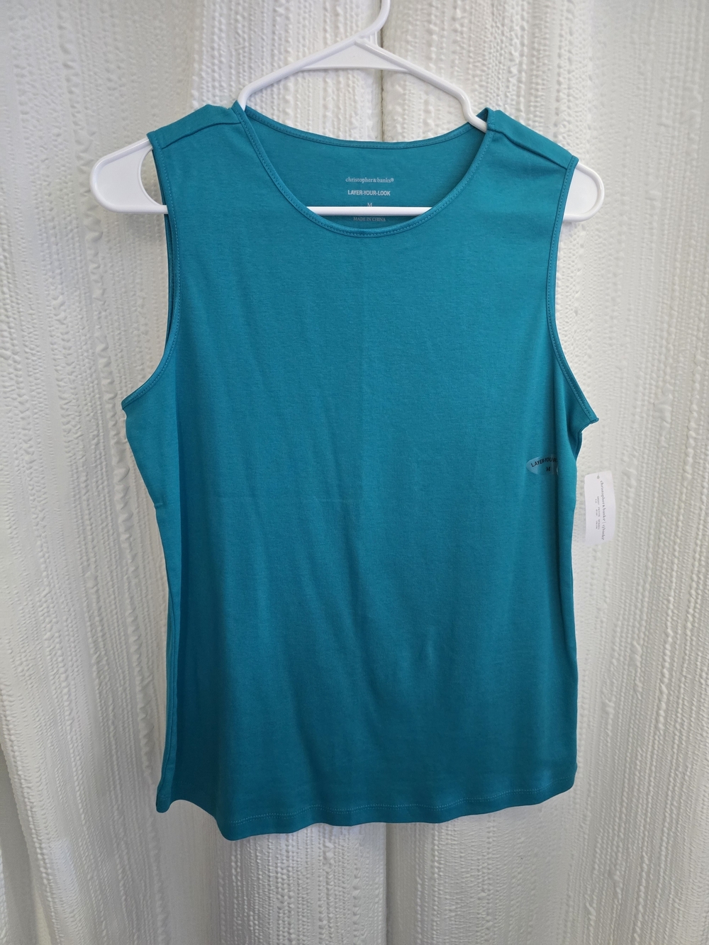 Womens M Christopher & Banks Teal Blue Sleeveless Knit Tank